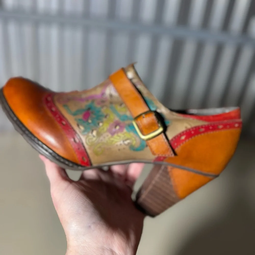 L'Artiste Spring Step 8.5 / 39 Leather Heels, New Without Box, Boho, French - Picture 8 of 11